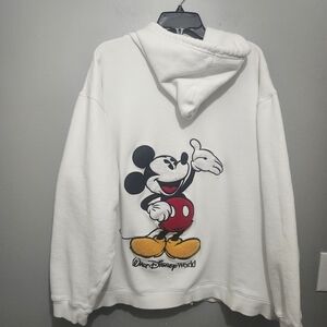 Disney White Full Zipper Hoodie with Mickey Mouse Design Size Xl